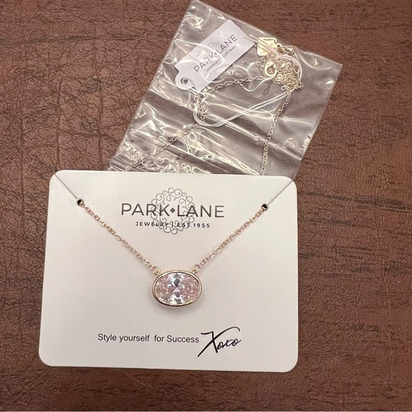 Park Lane Jewelry - Park Lane Gold Necklace with Oval Clear CZ Stone | Timeless Sparkle